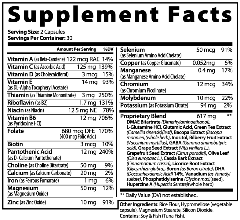 Brain & Focus Formula Capsules – Cognitive Support for Clarity, Memory & Performance