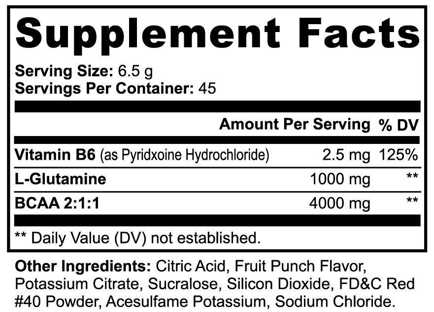 BCAA Shock Post Workout Powder – 5000mg Branched Chain Amino Acids + Glutamine – Muscle Recovery & Lean Muscle Growth Supplement
