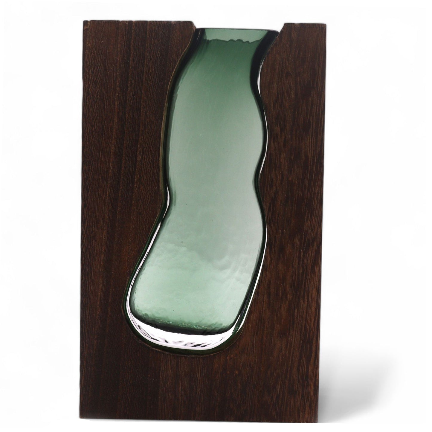 Large Glass Vase Terrarium with Dark Tung Wood Base | Elegant Modern Home Décor