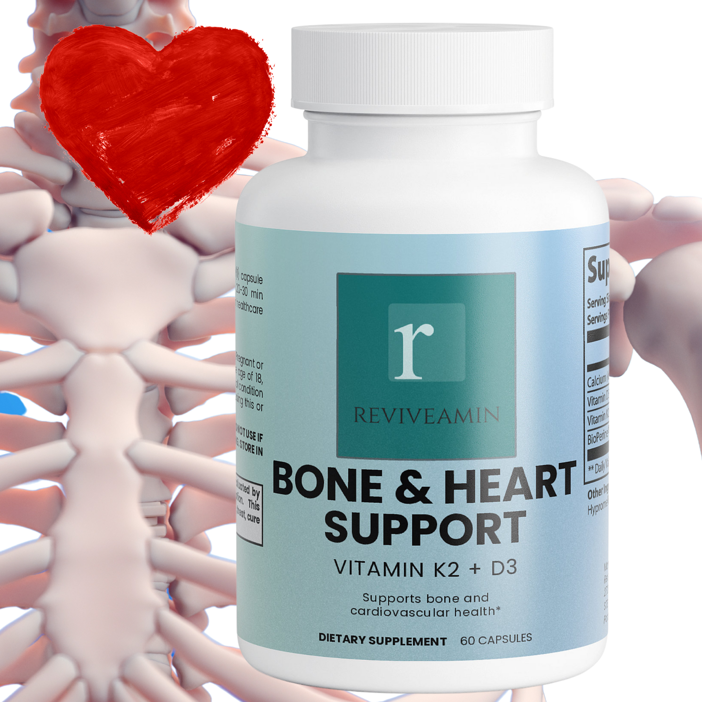 Bone & Heart Support Vitamin D3 + K2 Capsules – Bone Strength, Heart Health & Calcium Absorption Support