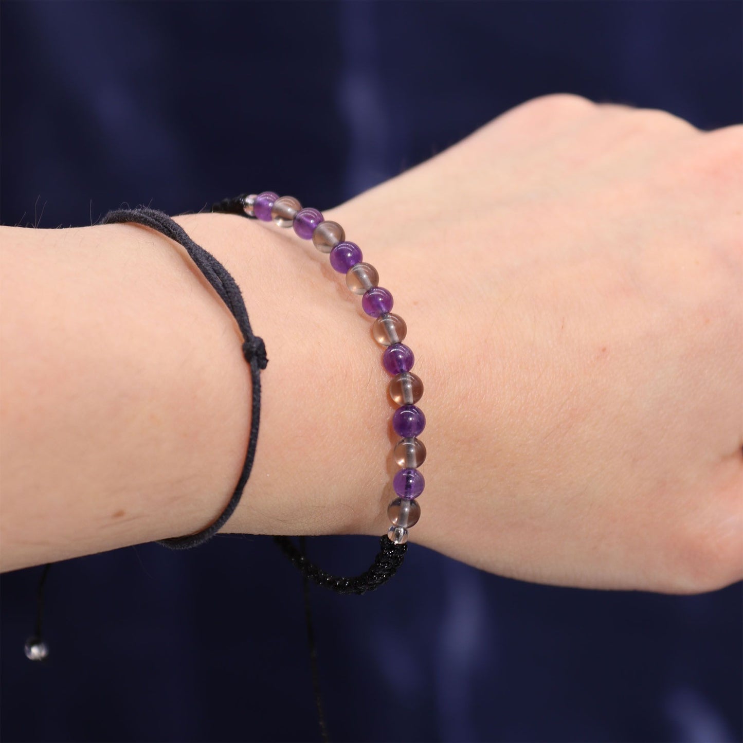 Capricorn Zodiac Crystal Candle & Gemstone Bracelet – Glaze Lapis Lazuli | Amethyst & Smoky Quartz Crystals