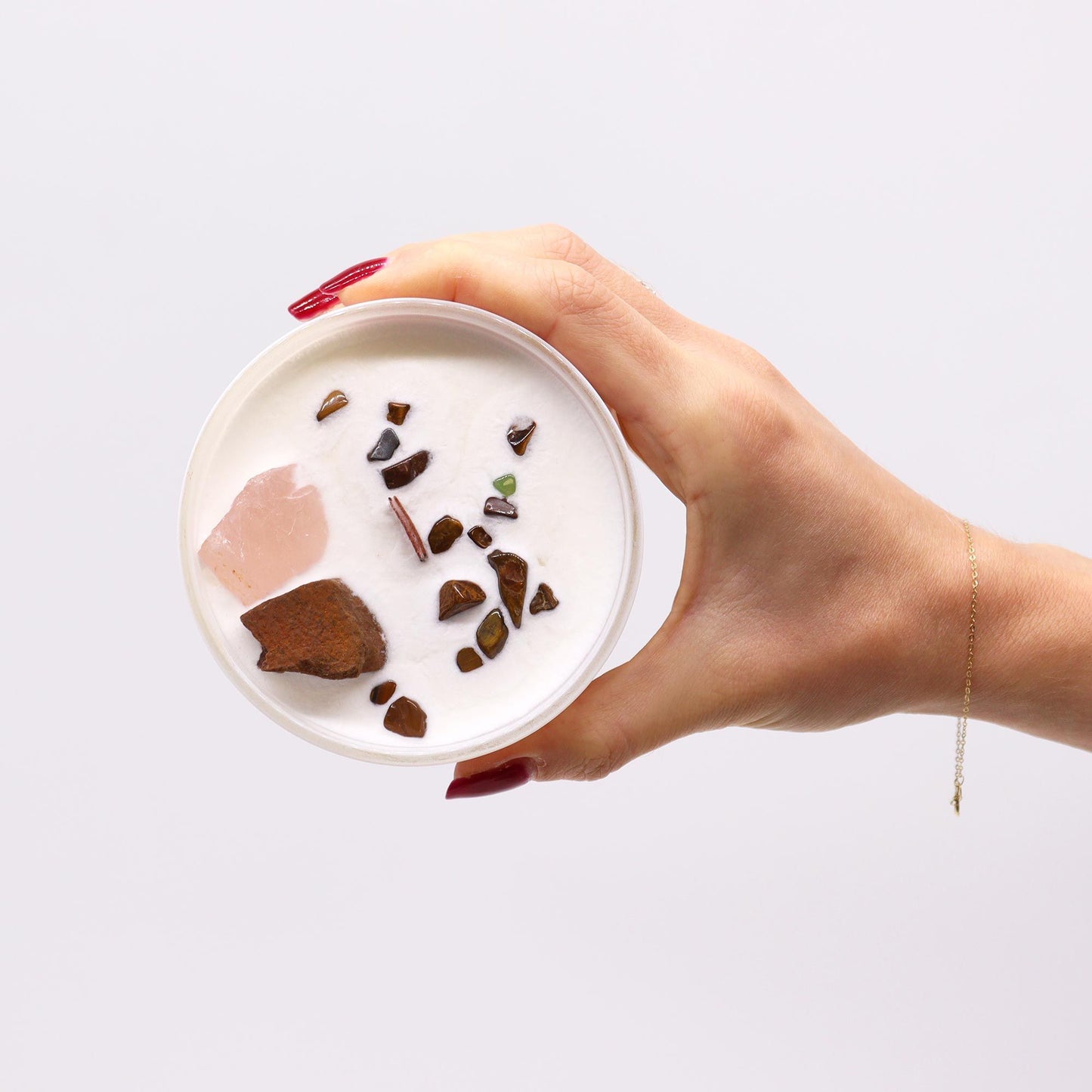 Sacral Chakra Crystal Candle – Tiger Eye & Rose Quartz | Creativity & Passion Soy Candle