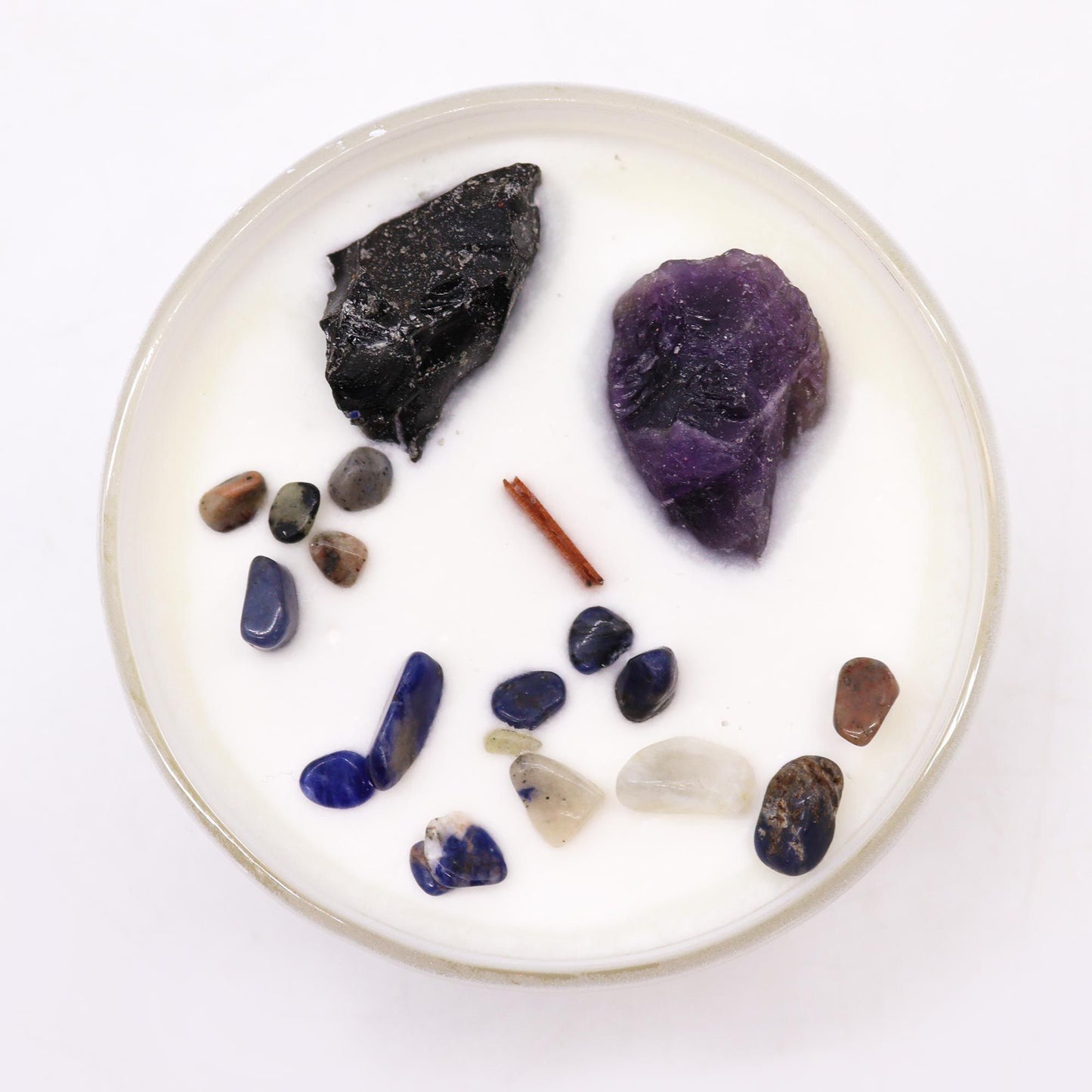 Solar Plexus Chakra Crystal Candle – Amethyst & Black Agate | Confidence & Inner Strength Soy Candle