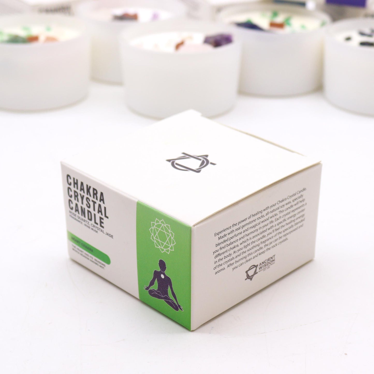 Heart Chakra Crystal Candle – Rose Quartz & Crystal Jade | Love & Emotional Healing Soy Candle